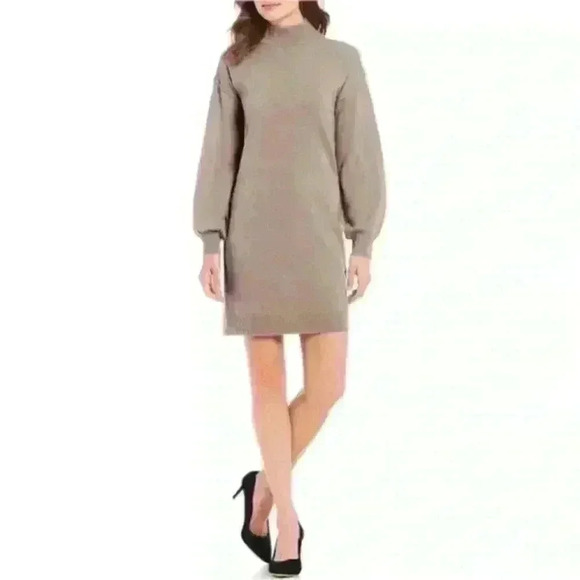 ANTONIO MELANI Dresses & Skirts - Antonio Melani Luxe Colette 100% Cashmere Latte Balloon Sleeve Sweater Dress, XS